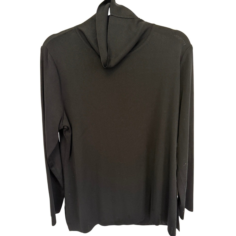 Women's Misook Black Turtleneck‎ Long Sleeve Knit Sweater Size L Side Slit